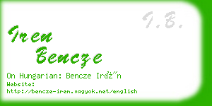 iren bencze business card